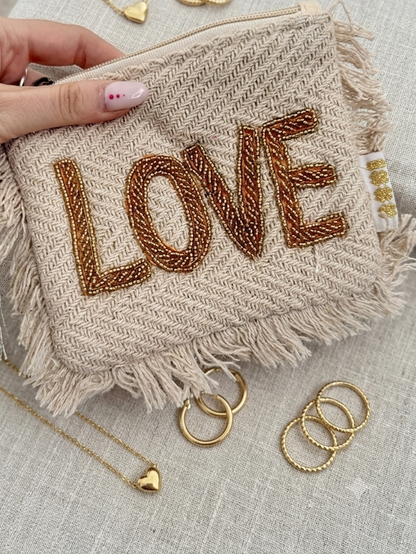 POCHETTE “LOVE” BIANCO-ORO