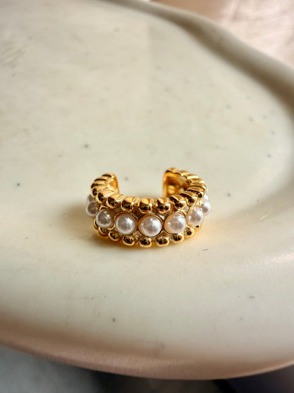 EARCUFF BORDATO CON FILA DI PERLE CENTRALI 13mm
