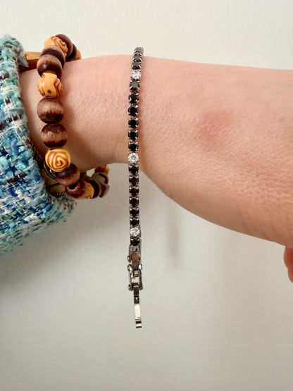 BRACCIALE TENNIS CON ZIRCONI 3mm IN ACCIAIO RODIATO