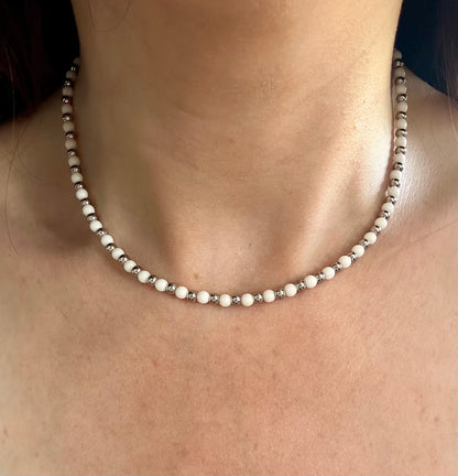 COLLANA CON PERLE IN VETRO DI BOEMIA E PERLE DI ACCIAIO