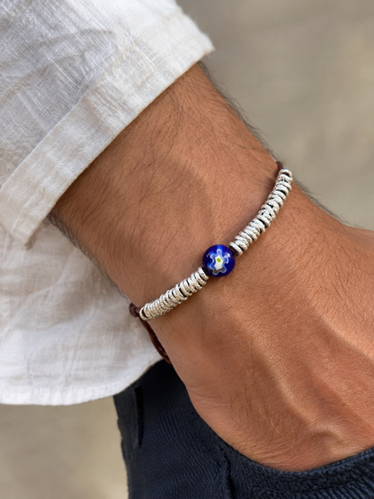 BRACCIALE UOMO BLU & ARGENTO