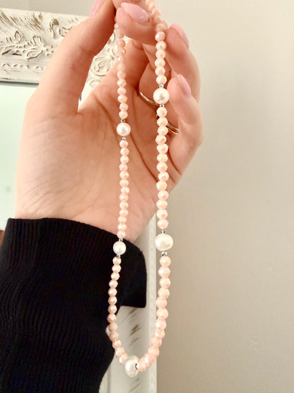 COLLANA CRISTALLI ALTERNATI DA PERLE E PEPITE ARGENTO