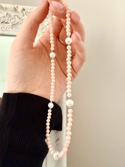 COLLANA CRISTALLI ALTERNATI DA PERLE E PEPITE ARGENTO