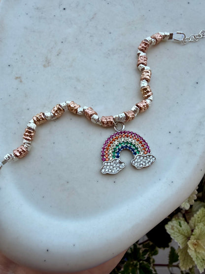 BRACCIALE BICOLORE DADINI MARTELLATI CON ARCOBALENO
