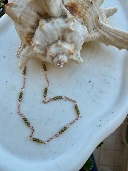 CAVIGLIERA IN ARGENTO 925 ROSÉ CON CATENA ROLÒ E TRIS DI ZIRCONI