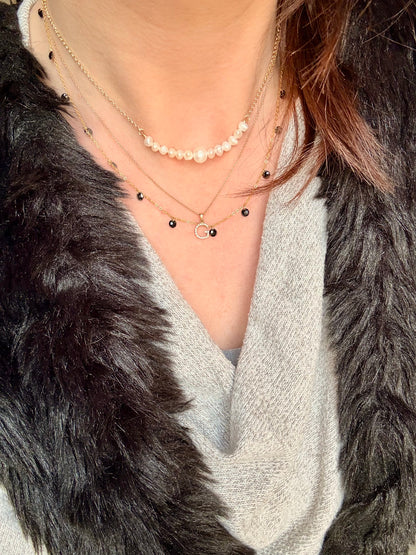 COLLANA CATENA ROLÓ E MEZZA LUNA DI PERLE