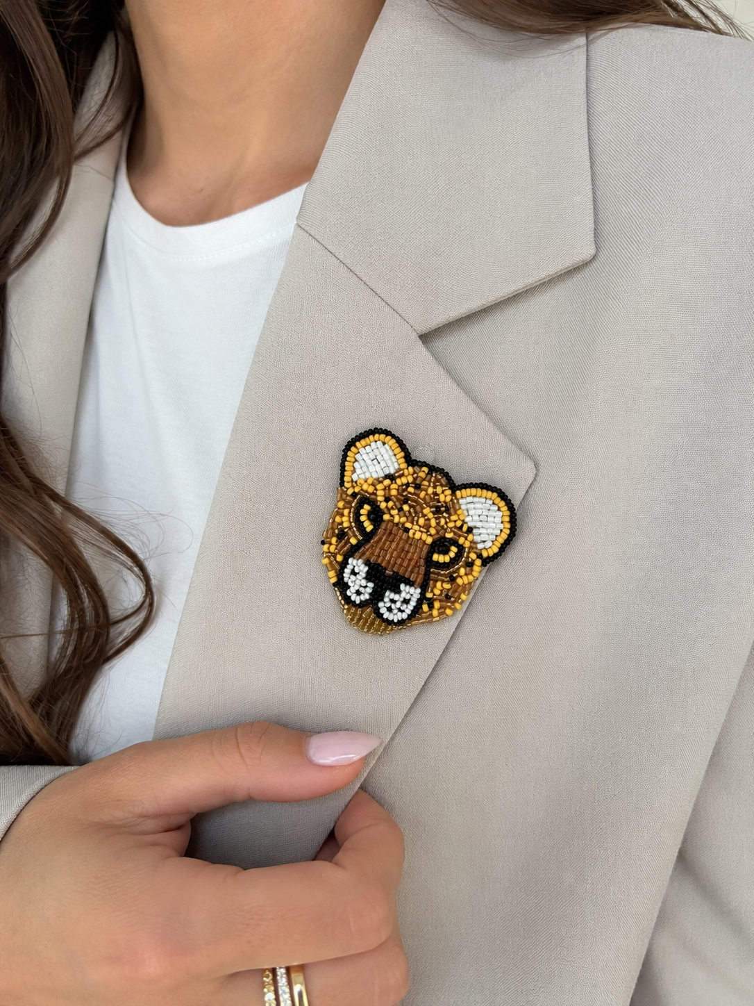 SPILLA LEOPARDO GIALLO-NERO-BIANCO