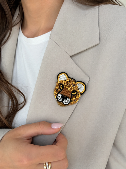 SPILLA LEOPARDO GIALLO-NERO-BIANCO