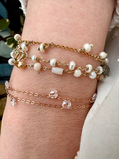 BRACCIALE DOPPIO GIRO IN ARGENTO ROSÉ CON ZIRCONI BIANCHI