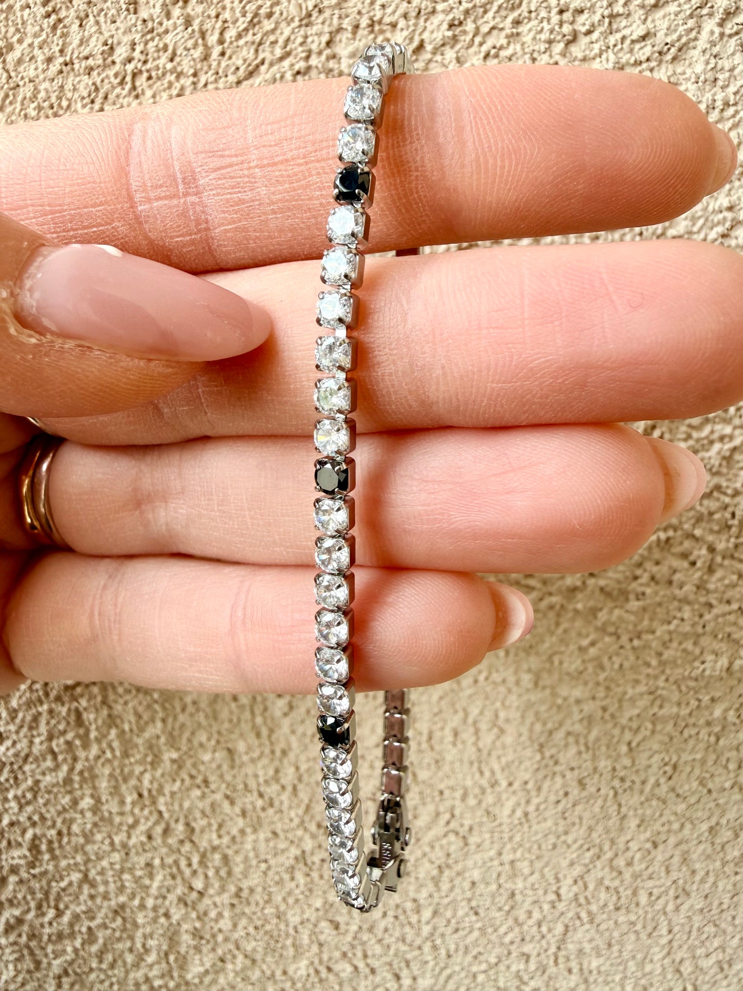 BRACCIALE TENNIS CON ZIRCONI 3mm IN ACCIAIO RODIATO