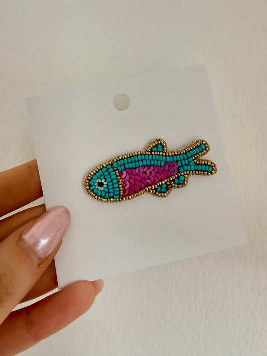 SPILLA PESCE TURCHESE-ROSA-ORO