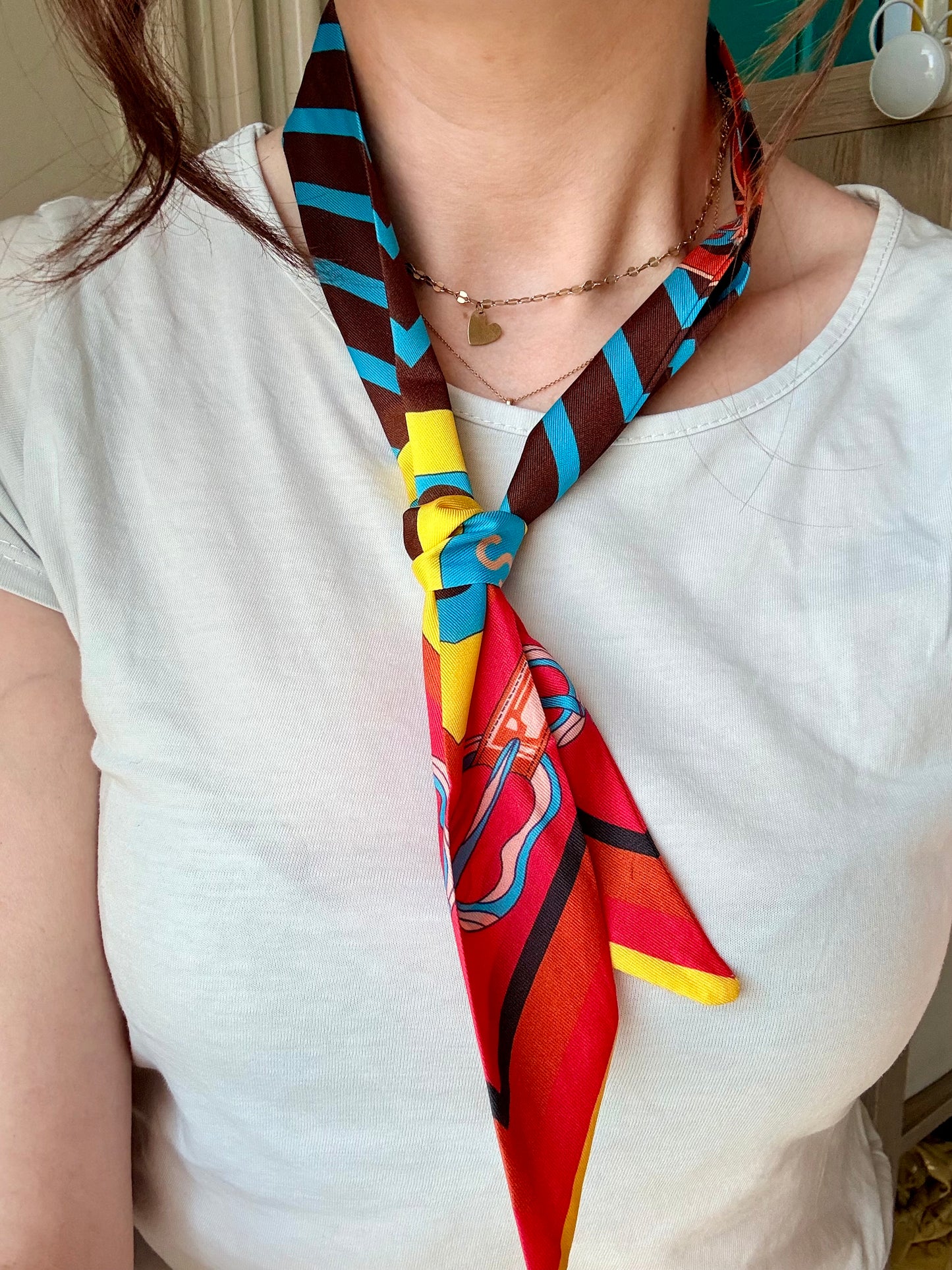 BANDANA FOULARD CON CINTURE ROSSO-MARRONE-BLU