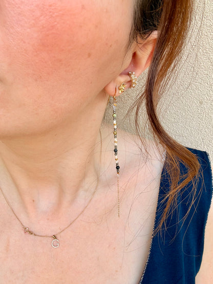 COPPIA ORECCHINI PENDENTI IN ARGENTO 925 DORATO CON TURCHESE E PERLINE