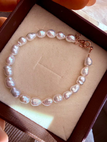 BRACCIALE PERLE NATURALI BASE ARGENTO ROSÉ