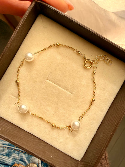 BRACCIALE CATENA PALLINE ALTERNATA A PERLE