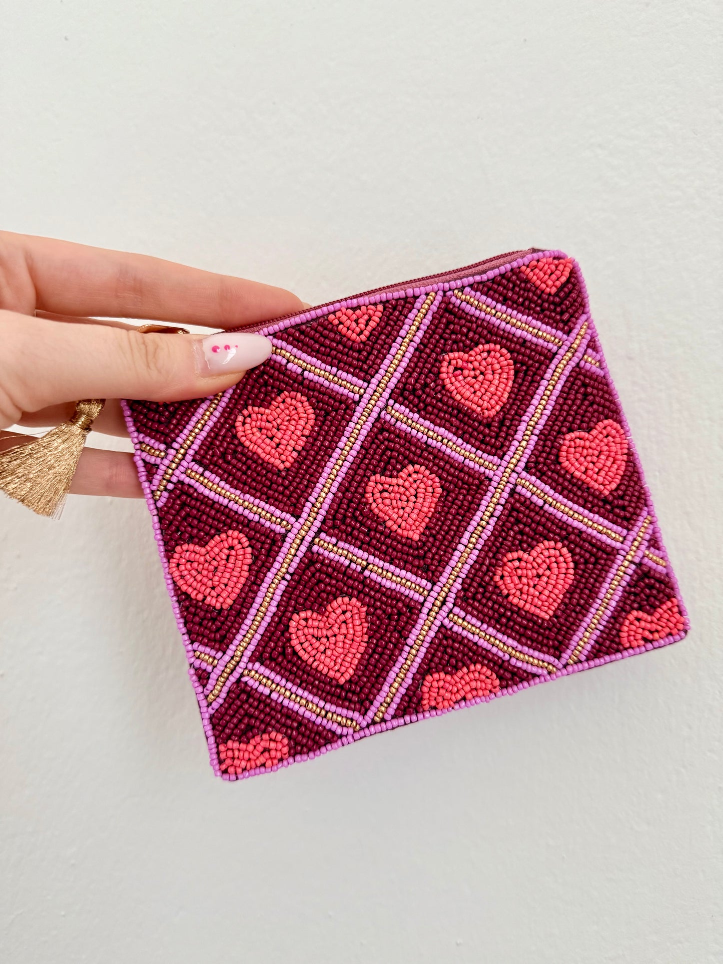 POCHETTE CUORI ROSA-LILLA-ROSSO CORALLO-ORO