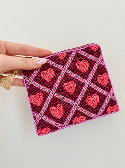 POCHETTE CUORI ROSA-LILLA-ROSSO CORALLO-ORO