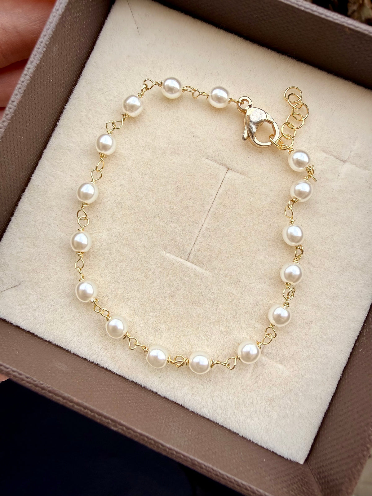BRACCIALE ROSARIO PERLE E ARGENTO DORATO