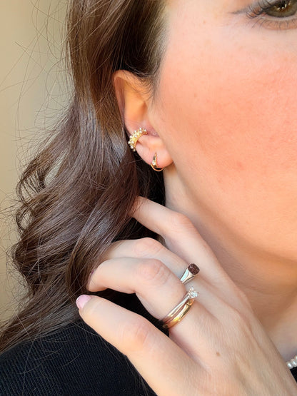 EARCUFF PUNTINATO CON PERLE 15mm