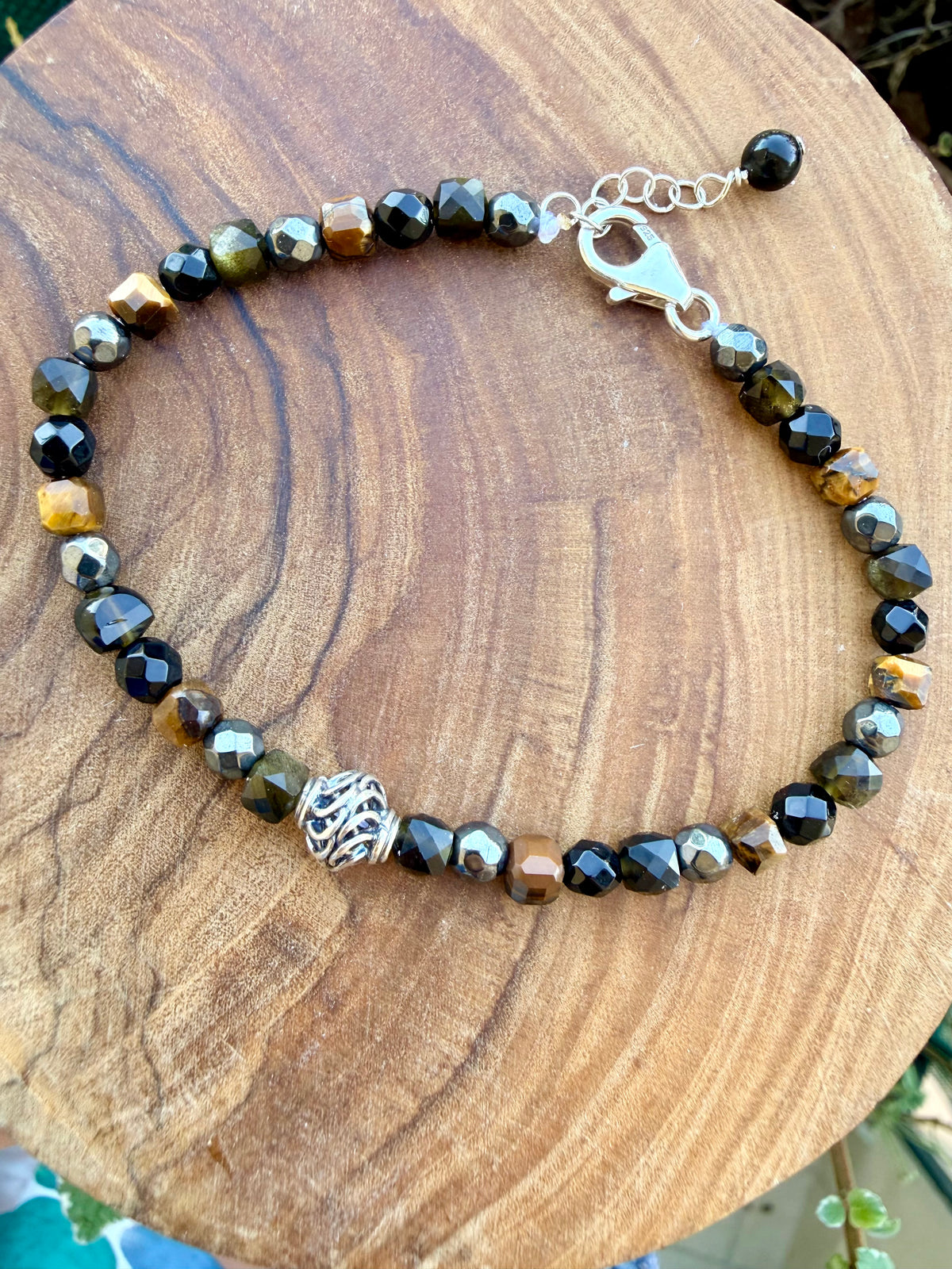 BRACCIALE CON PIETRE NATURALI E ARGENTO 925