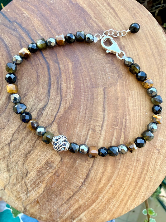 BRACCIALE CON PIETRE NATURALI E ARGENTO 925