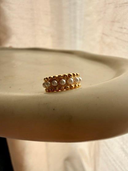 EARCUFF BORDATO CON FILA DI PERLE CENTRALI 13mm