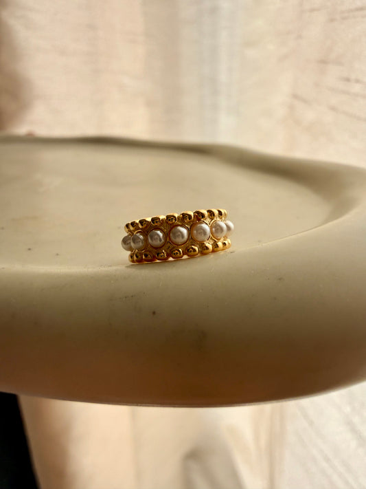 EARCUFF BORDATO CON FILA DI PERLE CENTRALI 13mm