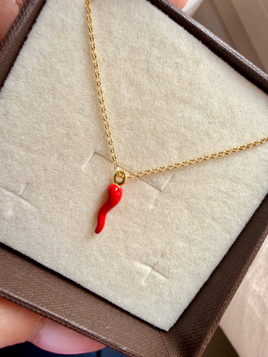 COLLANA CATENA ROLÓ CON CORNETTO SMALTATO
