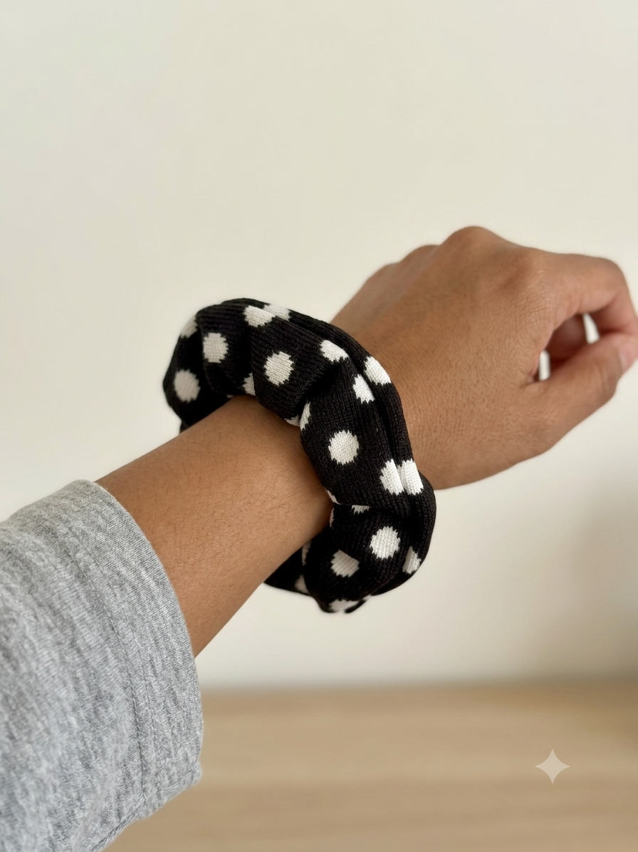 SCRUNCHIE A POIS NERO-BIANCO