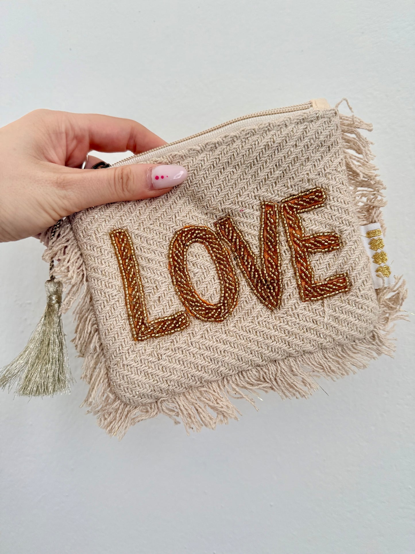 POCHETTE “LOVE” BIANCO-ORO