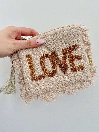 POCHETTE “LOVE” BIANCO-ORO