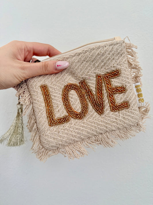POCHETTE “LOVE” BIANCO-ORO
