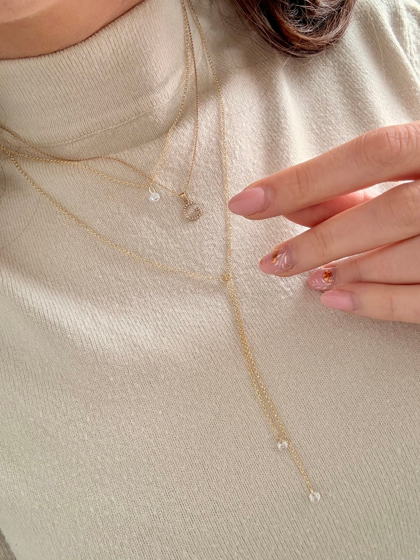 COLLANA UNICA DUE FILI SOTTILE CON CATENA ROLÓ E MICROZIRCONI ARGENTO PLACCATO ORO GIALLO