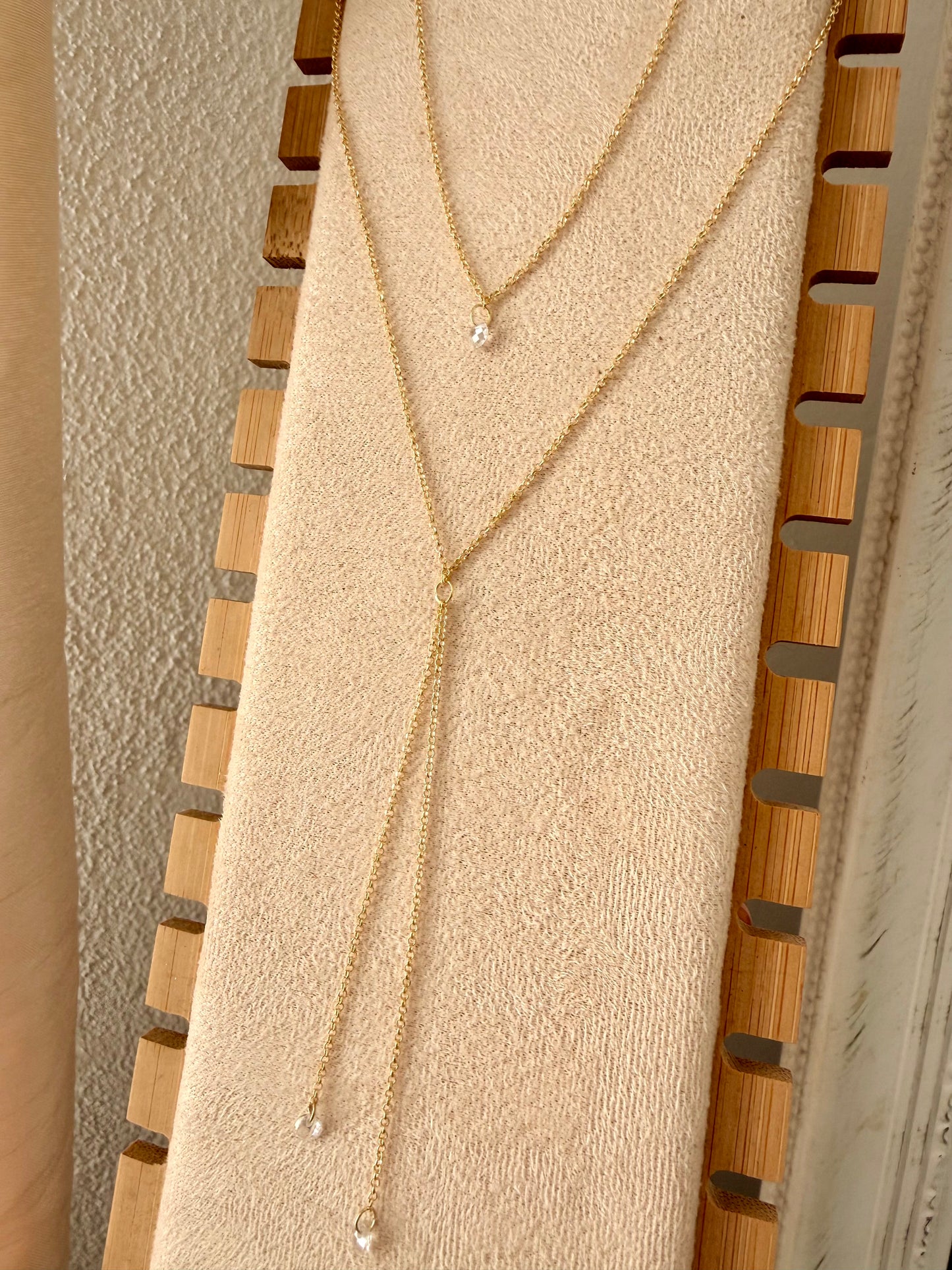 COLLANA UNICA DUE FILI SOTTILE CON CATENA ROLÓ E MICROZIRCONI ARGENTO PLACCATO ORO GIALLO