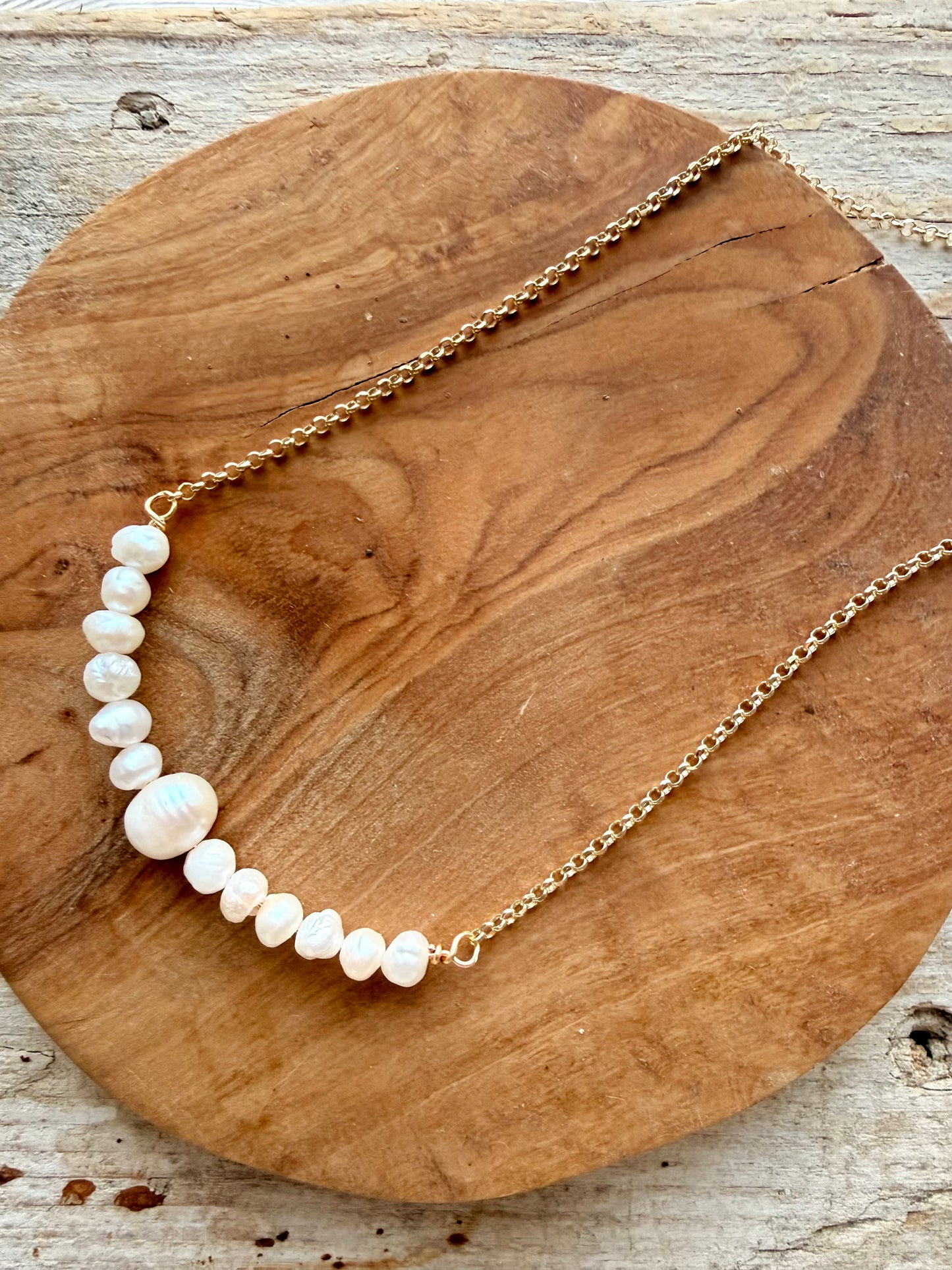 COLLANA CATENA ROLÓ E MEZZA LUNA DI PERLE