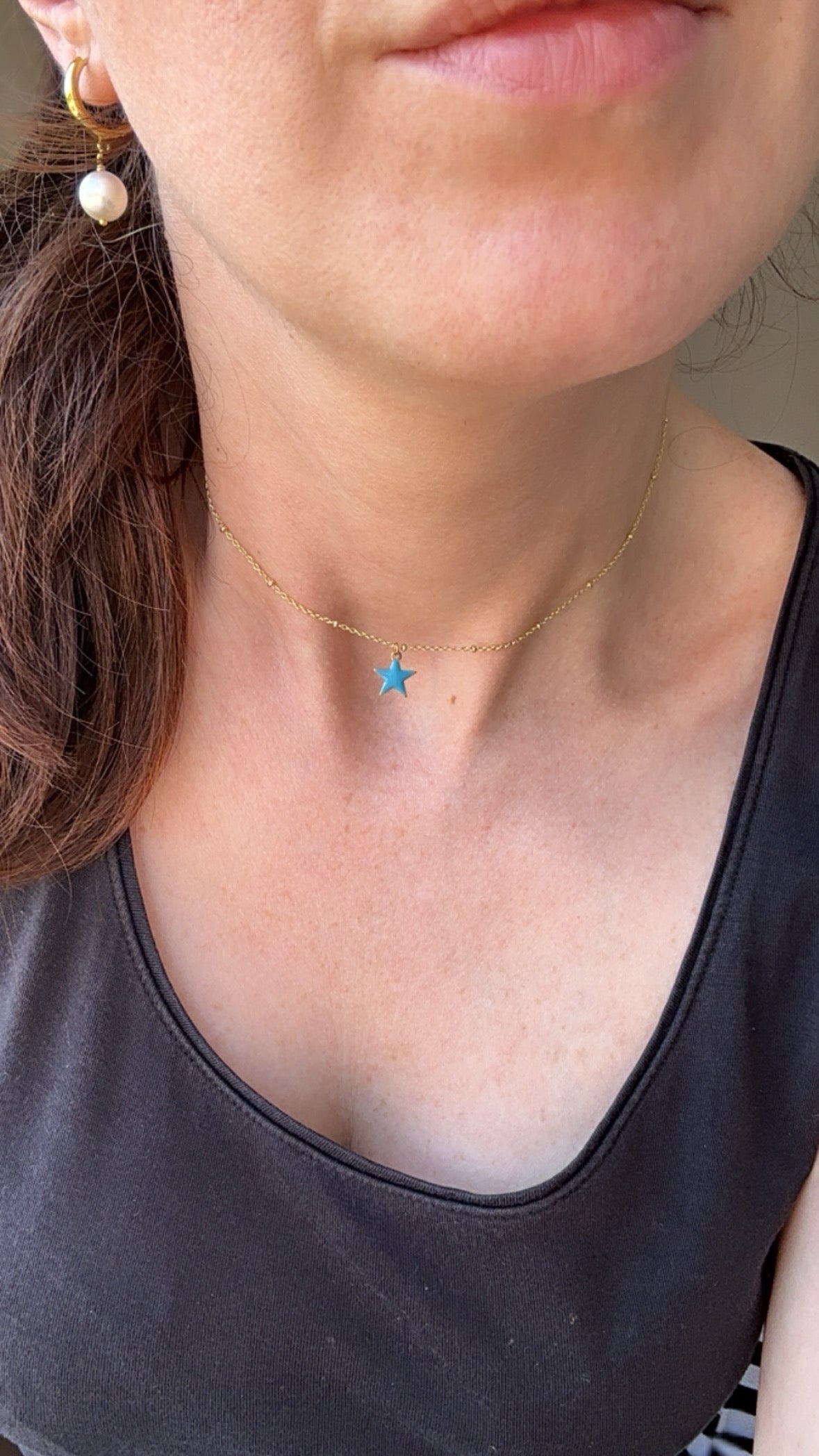 COLLANA CHOKER PALLINE CON STELLA DA 10mm SMALTATA