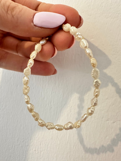 BRACCIALE PERLE RISINO NATURALI BASE ARGENTO