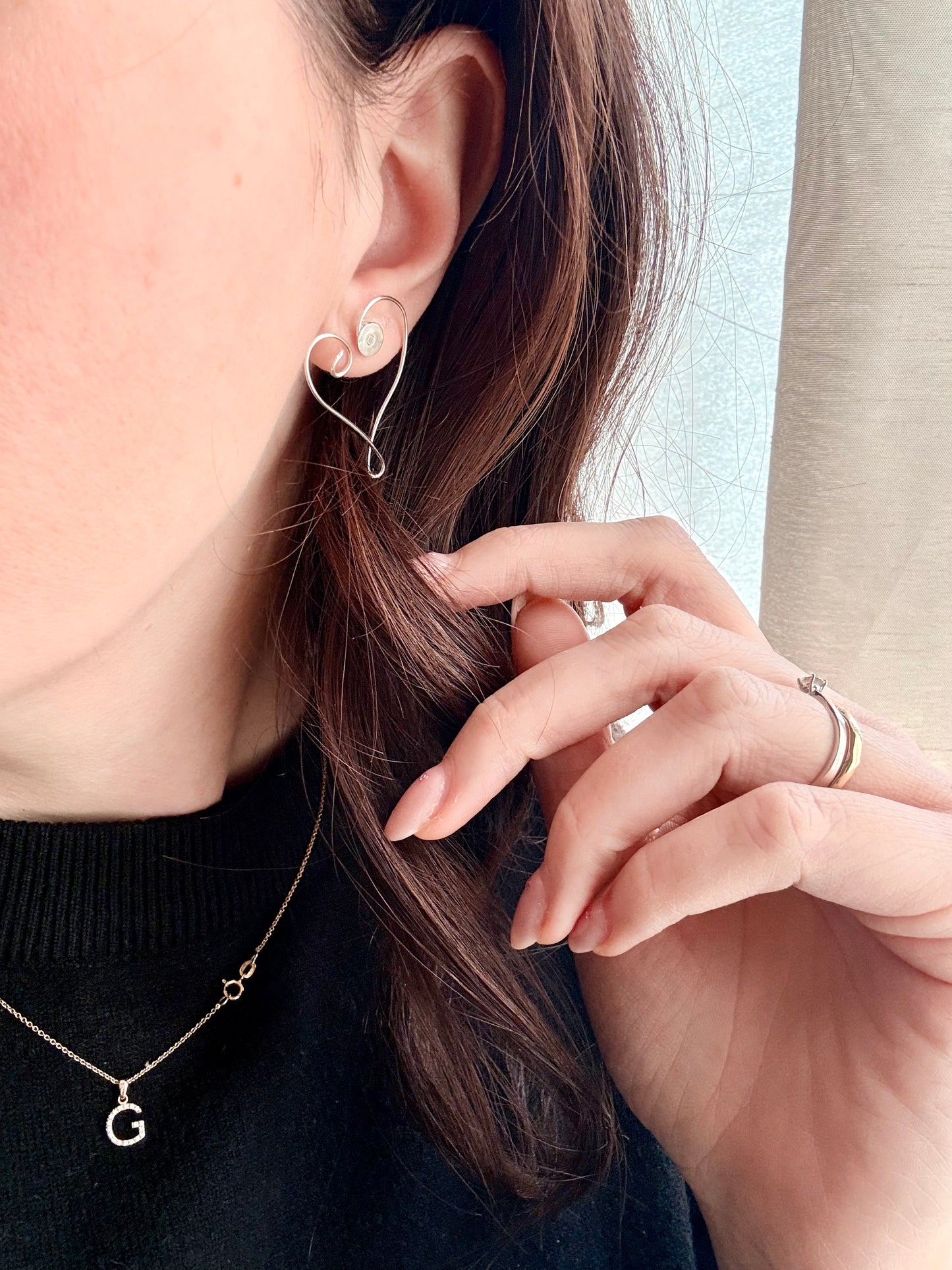 COPPIA ORECCHINI CUORE VUOTO ALLUNGATO