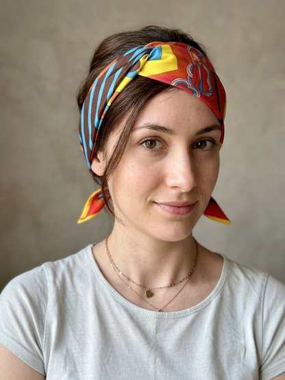 BANDANA FOULARD CON CINTURE ROSSO-MARRONE-BLU