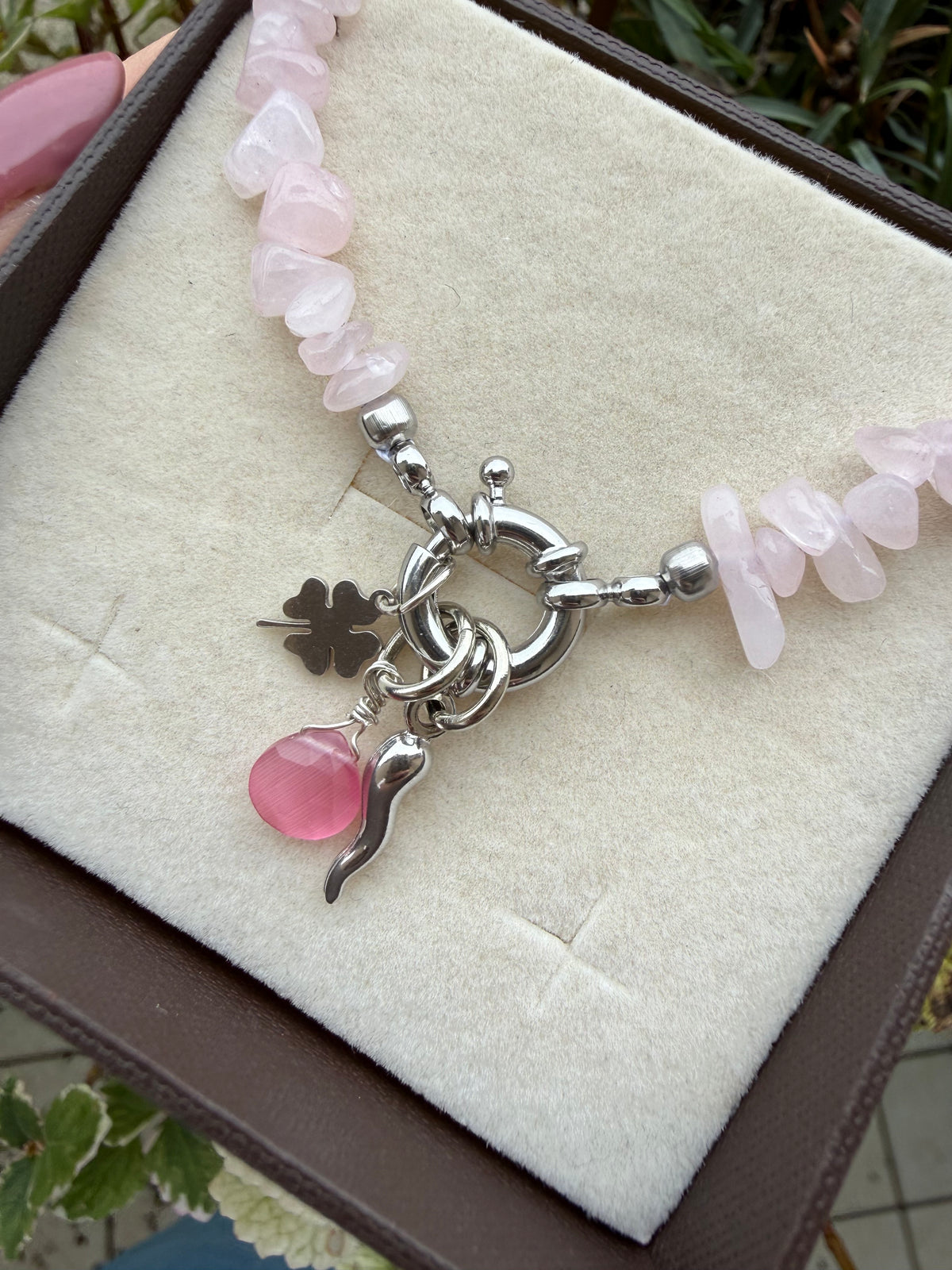 BRACCIALE QUARZO ROSA PERSONALIZZATO