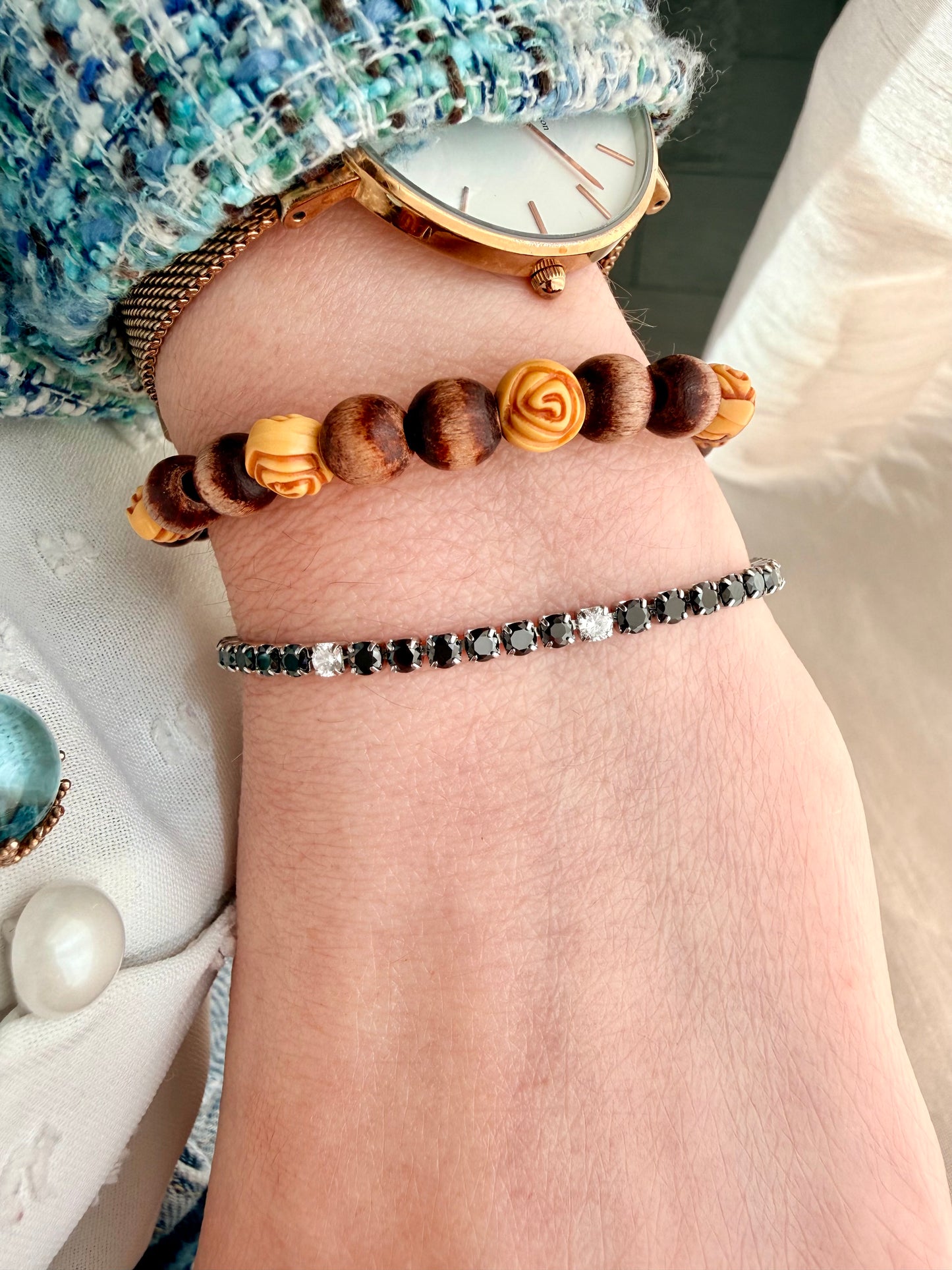 BRACCIALE TENNIS CON ZIRCONI 3mm IN ACCIAIO RODIATO