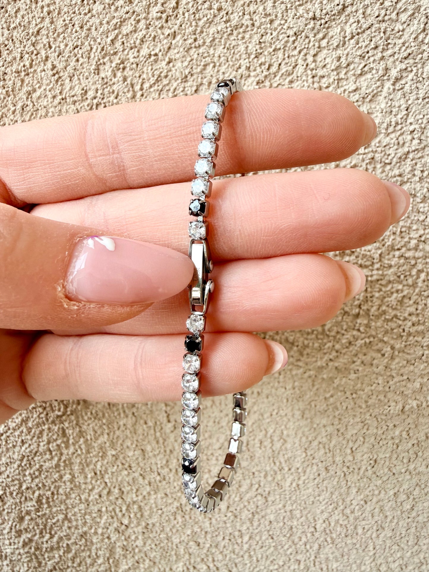 BRACCIALE TENNIS CON ZIRCONI 3mm IN ACCIAIO RODIATO