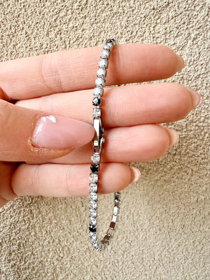 BRACCIALE TENNIS CON ZIRCONI 3mm IN ACCIAIO RODIATO