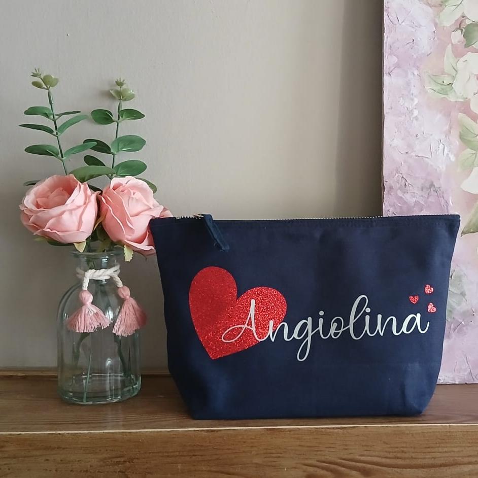 Pochette - Astuccio - Custodia in Tela di Cotone Personalizzata - San Valentino - Festa della Mamma