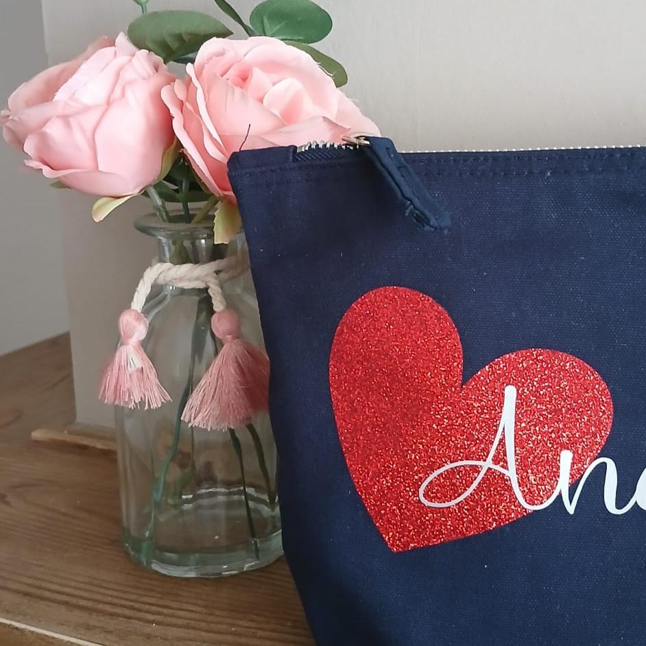 Pochette - Astuccio - Custodia in Tela di Cotone Personalizzata - San Valentino - Festa della Mamma