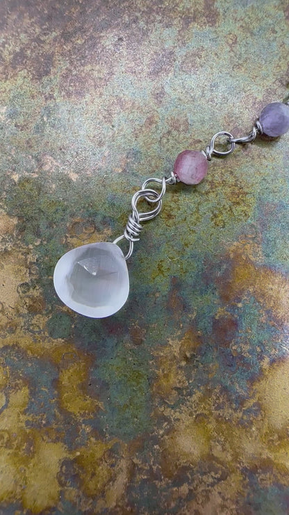 COLLANA ROSARIO PIETRE TORMALINA IN ARGENTO CON PIETRA DI LUNA E STELLA